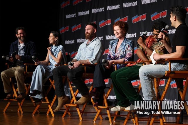 Joe Wiseman, Sheila Carrasco, Devan Chandler Long, Rebecca Wisocky, Utkarsh Ambudkar and Patrick Gomez attend the Ghosts & Eternally Yours Panel at New York Comic Con at Javits Center during New York Comic Con on Friday, Oct. 9, 2026 in New York. Photo Credit: Todd Williamson/JanuaryImages for CBS