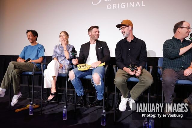 (L-R):  Danny Pudi, Lisa Gilroy, Liam McIntyre, Joe Chandler, and Mike McMahan attend the Golden Axe Screening Event on Tuesday, September 15, 2026 in Los Angeles. Photo Credit: Tyler Vosburg/JanuaryImages for Paramount+