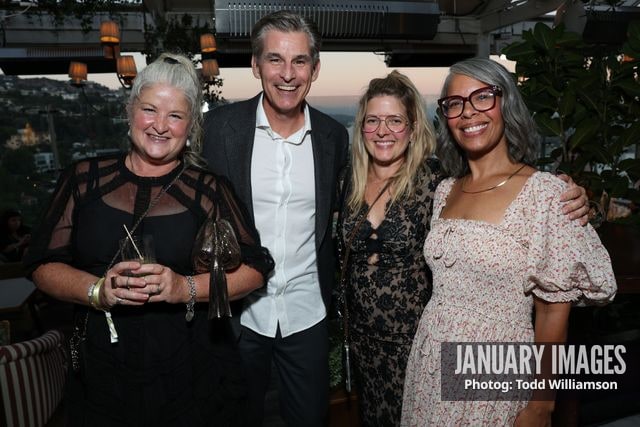 Mike Hopkins, Michelle Margolis Hallam and Sarah Mgeni attend the Emmy Awards Toast 2026 at Soho House West Hollywood on Thursday, Sept. 3, 2026 in Los Angeles.