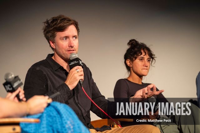 Max Lowe and Aisha McAdams speak during a panel discussion at the Learning to Fly Los Angeles Premiere at The Aero Theater on Saturday August 15th, 2026 in Los Angeles.
