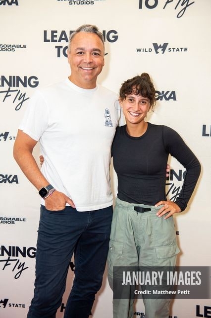 Evan Hayes and Aisha McAdams attend the Learning to Fly Los Angeles Premiere at The Aero Theater on Saturday August 15th, 2026 in Los Angeles.