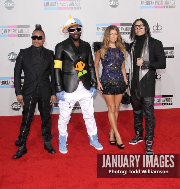 LOS ANGELES, CA - NOVEMBER 21:  apl.de.ap,  Will.i.am, Fergie and Taboo of Black Eyed Peas arrives at the 2010 American Music Awards held at Nokia Theatre L.A. Live on November 21, 2010 in Los Angeles, California.  (Photo by Todd Williamson/JanuaryImages)