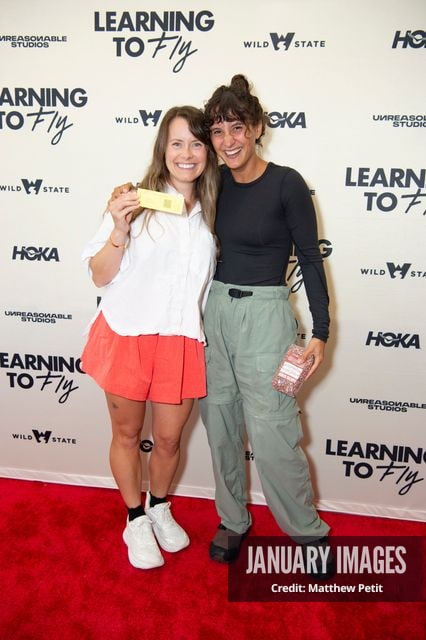 Aisha McAdams and friend attend the Learning to Fly Los Angeles Premiere at The Aero Theater on Saturday August 15th, 2026 in Los Angeles.