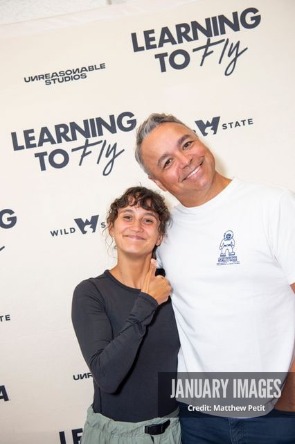 Aisha McAdams and Evan Hayes attend the Learning to Fly Los Angeles Premiere at The Aero Theater on Saturday August 15th, 2026 in Los Angeles.