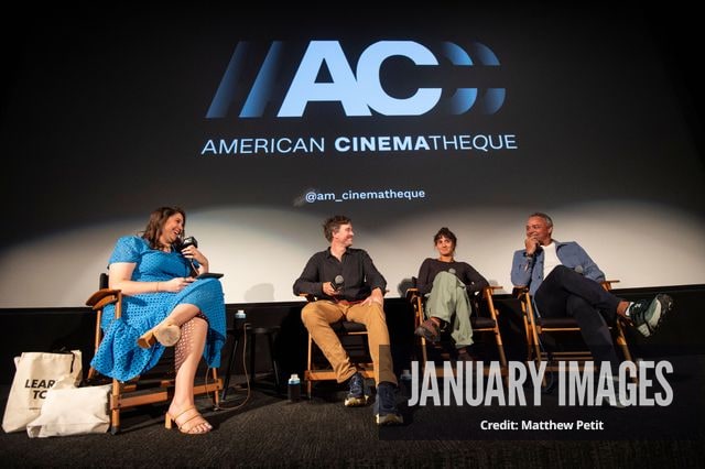 Katcy Stephan, Max Lowe, Aisha McAdams and Evan Hayes speak during a panel discussion at the Learning to Fly Los Angeles Premiere at The Aero Theater on Saturday August 15th, 2026 in Los Angeles.