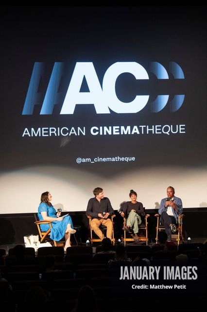 Katcy Stephan, Max Lowe, Aisha McAdams and Evan Hayes speak during a panel discussion at the Learning to Fly Los Angeles Premiere at The Aero Theater on Saturday August 15th, 2026 in Los Angeles.