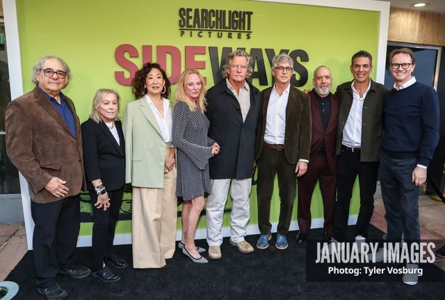 Steve Gilula, Nancy Utley, Sandra Oh, Virginia Madsen, Thomas Haden Church, Alexander Payne, Paul Giamatti, Michael London, and Peter Rice attend Searchlight Pictures' Sideways 20th Anniversary Screening on Oct 26, 2024 in Los Angeles, CA.