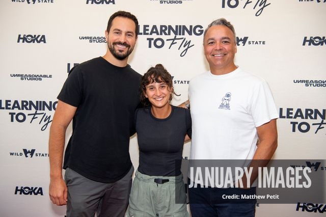 Kevin Joseph, Aisha McAdams and Evan Hayes attend the Learning to Fly Los Angeles Premiere at The Aero Theater on Saturday August 15th, 2026 in Los Angeles.