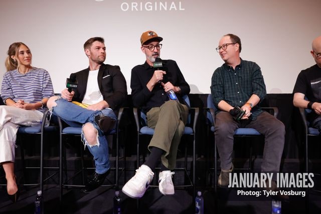(L-R):  Lisa Gilroy, Liam McIntyre, Joe Chandler, and Mike McMahan attend the Golden Axe Screening Event on Tuesday, September 15, 2026 in Los Angeles. Photo Credit: Tyler Vosburg/JanuaryImages for Paramount+