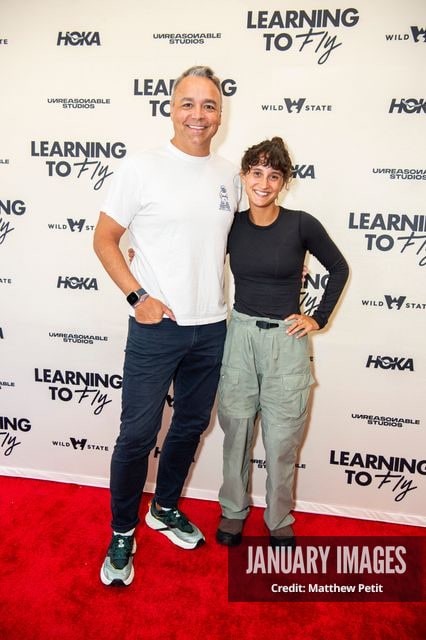 Evan Hayes and Aisha McAdams attend the Learning to Fly Los Angeles Premiere at The Aero Theater on Saturday August 15th, 2026 in Los Angeles.