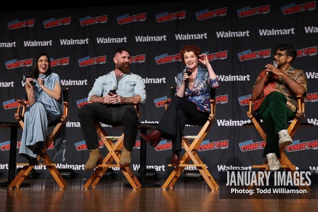 Sheila Carrasco, Devan Chandler Long, Rebecca Wisocky and Utkarsh Ambudkar attend the Ghosts & Eternally Yours Panel at New York Comic Con at Javits Center during New York Comic Con on Friday, Oct. 9, 2026 in New York. Photo Credit: Todd Williamson/JanuaryImages for CBS