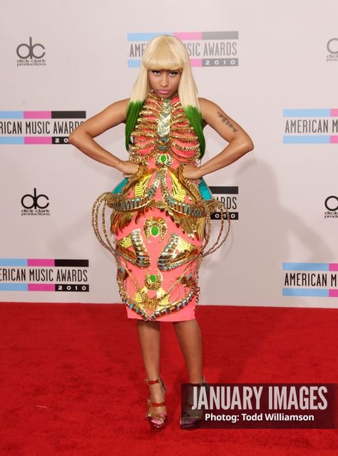 LOS ANGELES, CA - NOVEMBER 21:  Recording artist Nicki Minaj arrives at the 2010 American Music Awards held at Nokia Theatre L.A. Live on November 21, 2010 in Los Angeles, California.  (Photo by Todd Williamson/JanuaryImages)