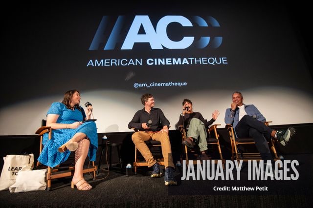 Katcy Stephan, Max Lowe, Aisha McAdams and Evan Hayes speak during a panel discussion at the Learning to Fly Los Angeles Premiere at The Aero Theater on Saturday August 15th, 2026 in Los Angeles.