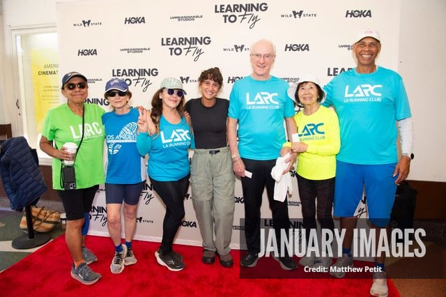 Aisha McAdams and LA Running Club members attend the Learning to Fly Los Angeles Premiere at The Aero Theater on Saturday August 15th, 2026 in Los Angeles.