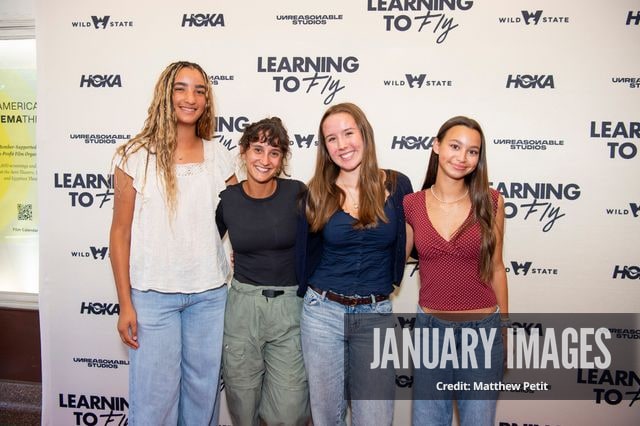 Aisha McAdams and friends attend the Learning to Fly Los Angeles Premiere at The Aero Theater on Saturday August 15th, 2026 in Los Angeles.