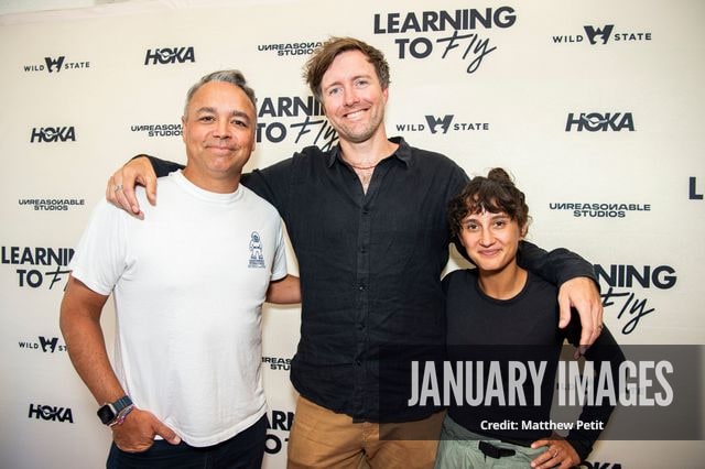Evan Hayes, Max Lowe and Aisha McAdams attend the Learning to Fly Los Angeles Premiere at The Aero Theater on Saturday August 15th, 2026 in Los Angeles.