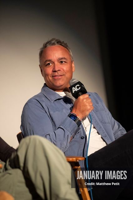 Evan Hayes speaks during a panel discussion at the Learning to Fly Los Angeles Premiere at The Aero Theater on Saturday August 15th, 2026 in Los Angeles.