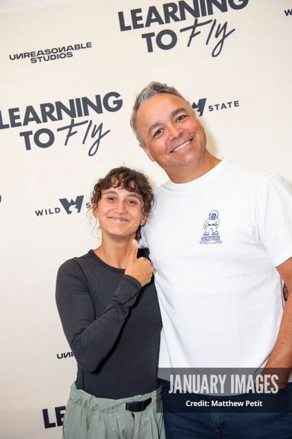 Aisha McAdams and Evan Hayes attend the Learning to Fly Los Angeles Premiere at The Aero Theater on Saturday August 15th, 2026 in Los Angeles.