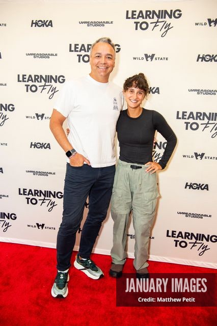 Evan Hayes and Aisha McAdams attend the Learning to Fly Los Angeles Premiere at The Aero Theater on Saturday August 15th, 2026 in Los Angeles.
