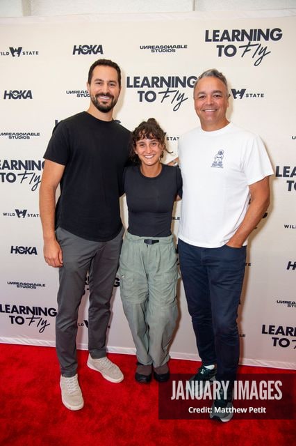 Kevin Joseph, Aisha McAdams and Evan Hayes attend the Learning to Fly Los Angeles Premiere at The Aero Theater on Saturday August 15th, 2026 in Los Angeles.