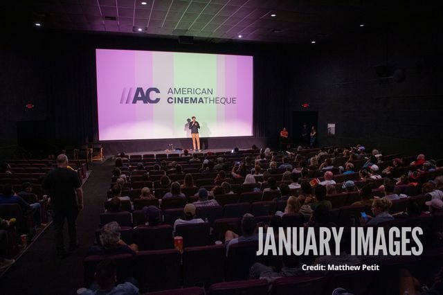Max Lowe speaks before the screening of the Learning to Fly Los Angeles Premiere at The Aero Theater on Saturday August 15th, 2026 in Los Angeles.
