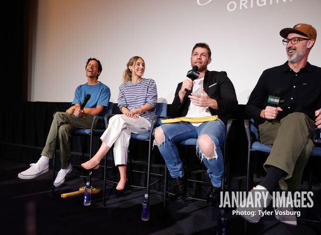 (L-R):  Danny Pudi, Lisa Gilroy, Liam McIntyre, and Joe Chandler attend the Golden Axe Screening Event on Tuesday, September 15, 2026 in Los Angeles. Photo Credit: Tyler Vosburg/JanuaryImages for Paramount+
