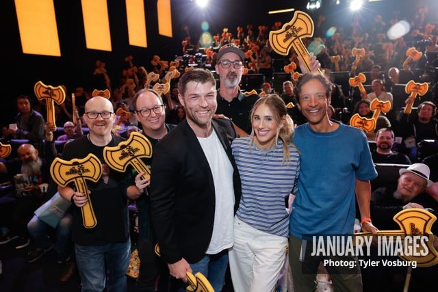 (L-R):  Steve Weintraub, Mike McMahan, Liam McIntyre, Joe Chandler, Lisa Gilroy, and Danny Pudi attend the Golden Axe Screening Event on Tuesday, September 15, 2026 in Los Angeles. Photo Credit: Tyler Vosburg/JanuaryImages for Paramount+