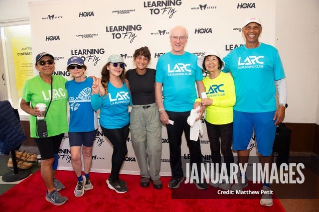 Aisha McAdams and LA Running Club members attend the Learning to Fly Los Angeles Premiere at The Aero Theater on Saturday August 15th, 2026 in Los Angeles.