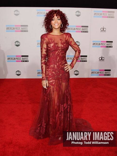 LOS ANGELES, CA - NOVEMBER 21:  Singer Rhianna arrives at the 2010 American Music Awards held at Nokia Theatre L.A. Live on November 21, 2010 in Los Angeles, California.  (Photo by Todd Williamson/JanuaryImages)