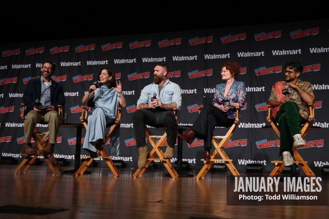 Joe Wiseman, Sheila Carrasco, Devan Chandler Long, Rebecca Wisocky and Utkarsh Ambudkar attend the Ghosts & Eternally Yours Panel at New York Comic Con at Javits Center during New York Comic Con on Friday, Oct. 9, 2026 in New York. Photo Credit: Todd Williamson/JanuaryImages for CBS