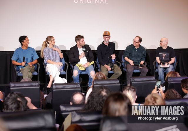 (L-R):  Danny Pudi, Lisa Gilroy, Liam McIntyre, Joe Chandler, Mike McMahan, and Steve Weintraub attend the Golden Axe Screening Event on Tuesday, September 15, 2026 in Los Angeles. Photo Credit: Tyler Vosburg/JanuaryImages for Paramount+