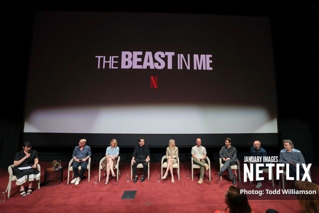 Stacey Wilson, Howard Gordon, Claire Dandes, Matthew Rhys, Brittany Snow, Gabe Rotter, Daniel Pearl, Antonio Campos, and Sean Callery attend Netflix's The Beast In Me ATAS Event on June 06, 2026 at the Netflix Tudum Theater in Los Angeles.