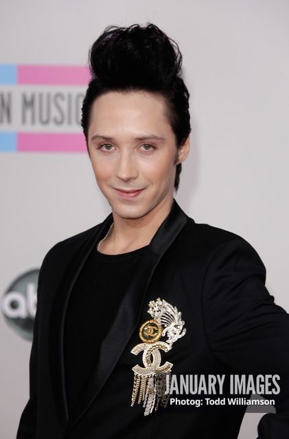 LOS ANGELES, CA - NOVEMBER 21:  Figure skater Johnny Weir arrives at the 2010 American Music Awards held at Nokia Theatre L.A. Live on November 21, 2010 in Los Angeles, California.  (Photo by Todd Williamson/JanuaryImages)