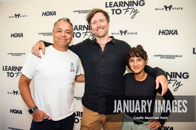 Evan Hayes, Max Lowe and Aisha McAdams attend the Learning to Fly Los Angeles Premiere at The Aero Theater on Saturday August 15th, 2026 in Los Angeles.
