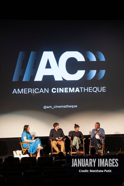 Katcy Stephan, Max Lowe, Aisha McAdams and Evan Hayes speak during a panel discussion at the Learning to Fly Los Angeles Premiere at The Aero Theater on Saturday August 15th, 2026 in Los Angeles.