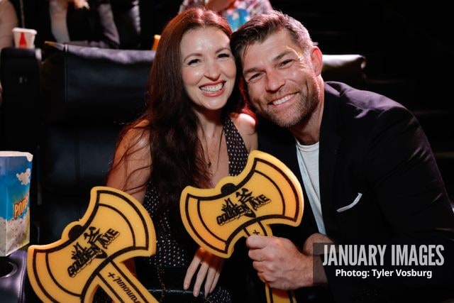 Erin Hasan, left, and Liam McIntyre attend the Golden Axe Screening Event on Tuesday, September 15, 2026 in Los Angeles. Photo Credit: Tyler Vosburg/JanuaryImages for Paramount+