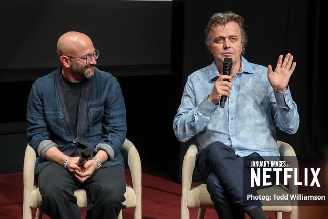Antonio Campos and Sean Callery attend Netflix's The Beast In Me ATAS Event on June 06, 2026 at the Netflix Tudum Theater in Los Angeles.