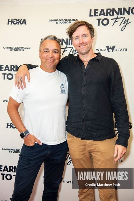 Max Lowe and Evan Hayes attend the Learning to Fly Los Angeles Premiere at The Aero Theater on Saturday August 15th, 2026 in Los Angeles.