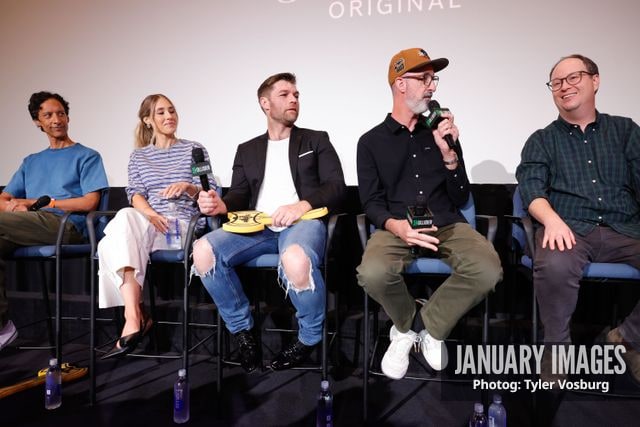 (L-R):  Danny Pudi, Lisa Gilroy, Liam McIntyre, Joe Chandler, and Mike McMahan attend the Golden Axe Screening Event on Tuesday, September 15, 2026 in Los Angeles. Photo Credit: Tyler Vosburg/JanuaryImages for Paramount+