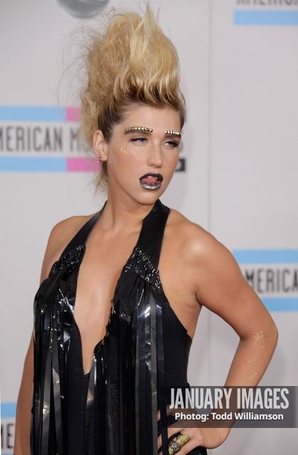 LOS ANGELES, CA - NOVEMBER 21:  Singer Ke$ha arrives at the 2010 American Music Awards held at Nokia Theatre L.A. Live on November 21, 2010 in Los Angeles, California.  (Photo by Todd Williamson/JanuaryImages)