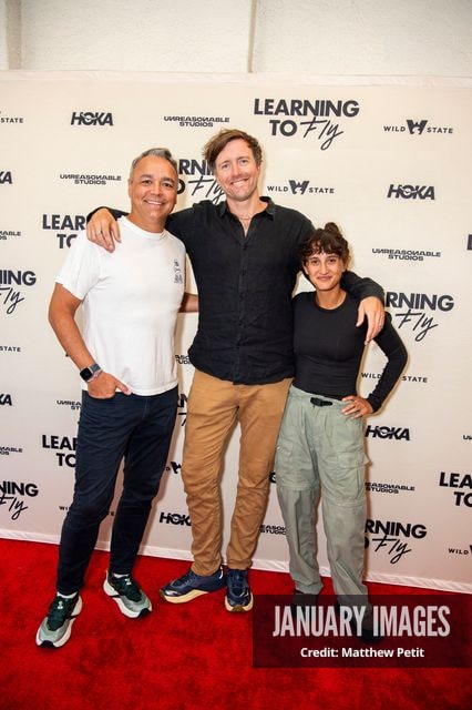 Evan Hayes, Max Lowe and Aisha McAdams attend the Learning to Fly Los Angeles Premiere at The Aero Theater on Saturday August 15th, 2026 in Los Angeles.