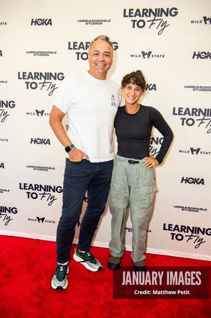 Evan Hayes and Aisha McAdams attend the Learning to Fly Los Angeles Premiere at The Aero Theater on Saturday August 15th, 2026 in Los Angeles.