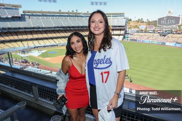 (L-R): Rylee Baldri and Melanie Dunmar attend the Paramount+ unscripted series Team Moms: Baseball on Saturday, October 3, 2026 in Los Angeles. Photo Credit: Todd Williamson/JanuaryImages for Paramount+
