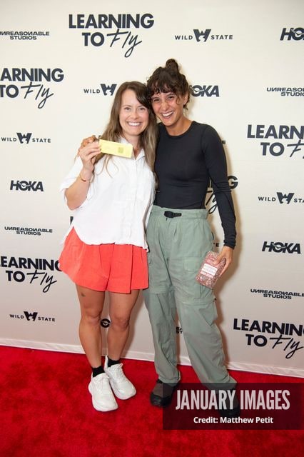 Aisha McAdams and friend attend the Learning to Fly Los Angeles Premiere at The Aero Theater on Saturday August 15th, 2026 in Los Angeles.