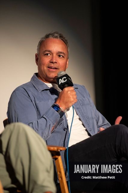 Evan Hayes speaks during a panel discussion at the Learning to Fly Los Angeles Premiere at The Aero Theater on Saturday August 15th, 2026 in Los Angeles.
