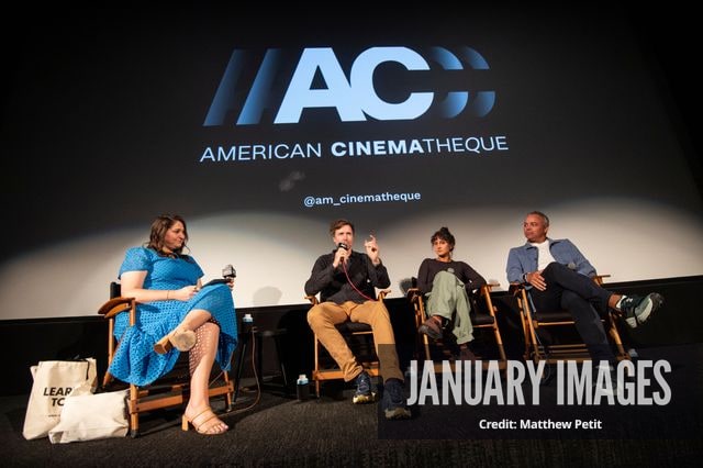 Katcy Stephan, Max Lowe, Aisha McAdams and Evan Hayes speak during a panel discussion at the Learning to Fly Los Angeles Premiere at The Aero Theater on Saturday August 15th, 2026 in Los Angeles.