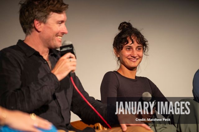 Max Lowe and Aisha McAdams speak during a panel discussion at the Learning to Fly Los Angeles Premiere at The Aero Theater on Saturday August 15th, 2026 in Los Angeles.