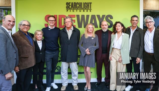 Matthew Greenfield, Steve Gilula, Nancy Utley,  Peter Rice, Thomas Haden Church, Virginia Madsen, Paul Giamatti, Sandra Oh, Michael London, and Alexander Payne attend Searchlight Pictures' Sideways 20th Anniversary Screening on Oct 26, 2024 in Los Angeles, CA.
