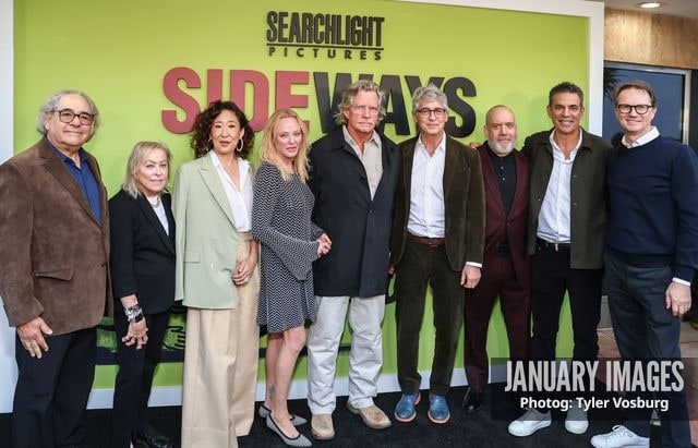 Steve Gilula, Nancy Utley, Sandra Oh, Virginia Madsen, Thomas Haden Church, Alexander Payne, Paul Giamatti, Michael London, and Peter Rice attend Searchlight Pictures' Sideways 20th Anniversary Screening on Oct 26, 2024 in Los Angeles, CA.