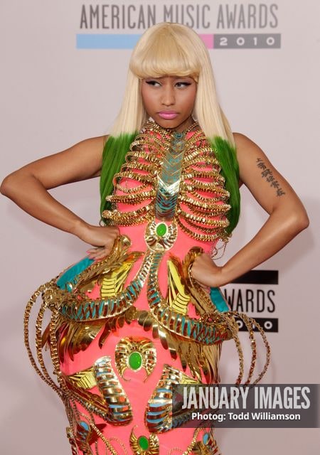 LOS ANGELES, CA - NOVEMBER 21:  Recording artist Nicki Minaj arrives at the 2010 American Music Awards held at Nokia Theatre L.A. Live on November 21, 2010 in Los Angeles, California.  (Photo by Todd Williamson/JanuaryImages)
